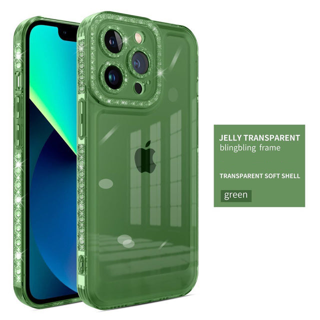 Bling Diamond Frame Transparent Silicone Glitter Protect Compatible with iPhone Case