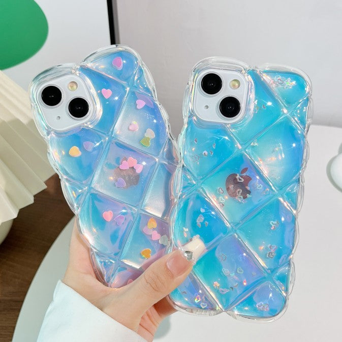 Luxury Laser 3D Love Heart Clear Compatible with iPhone Case