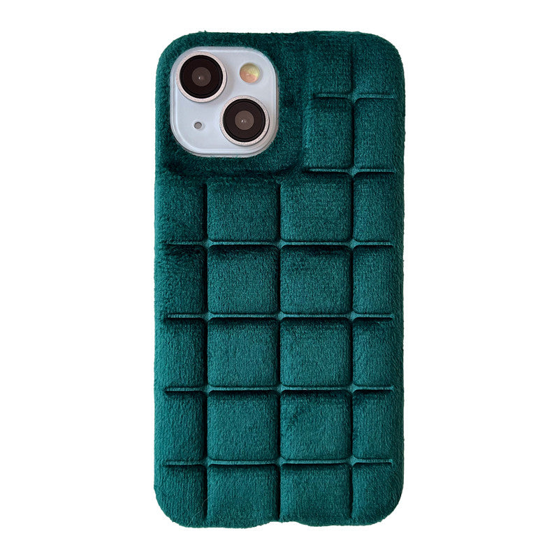 Winter Warm Fuzzy Furry Fluffy Plush Checked Grid Plaid Checkered Soft Compatible with iPhone Case