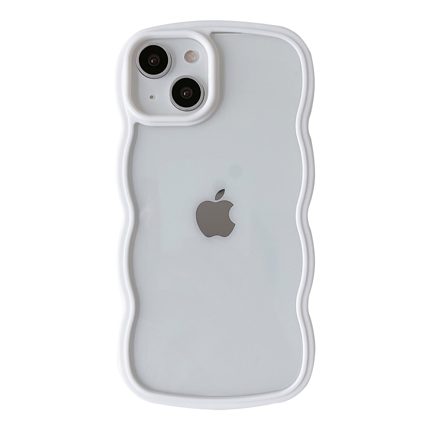 Solid Color Curly Wavy Frame Clear Soft Compatible with iPhone Case