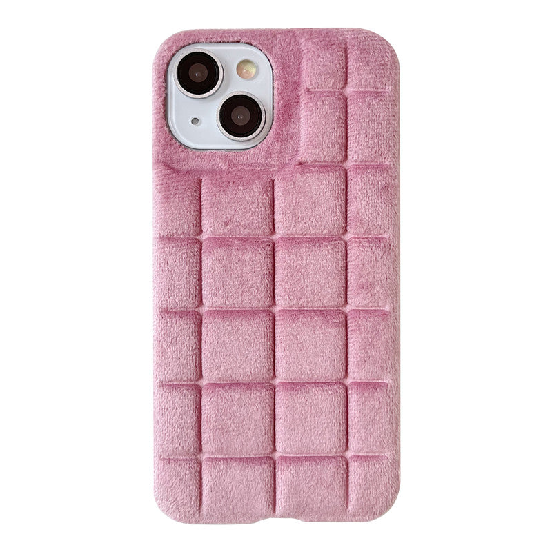 Winter Warm Fuzzy Furry Fluffy Plush Checked Grid Plaid Checkered Soft Compatible with iPhone Case