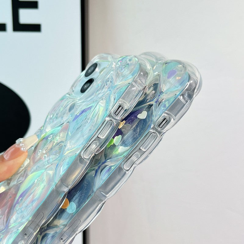 Luxury Laser 3D Love Heart Clear Compatible with iPhone Case