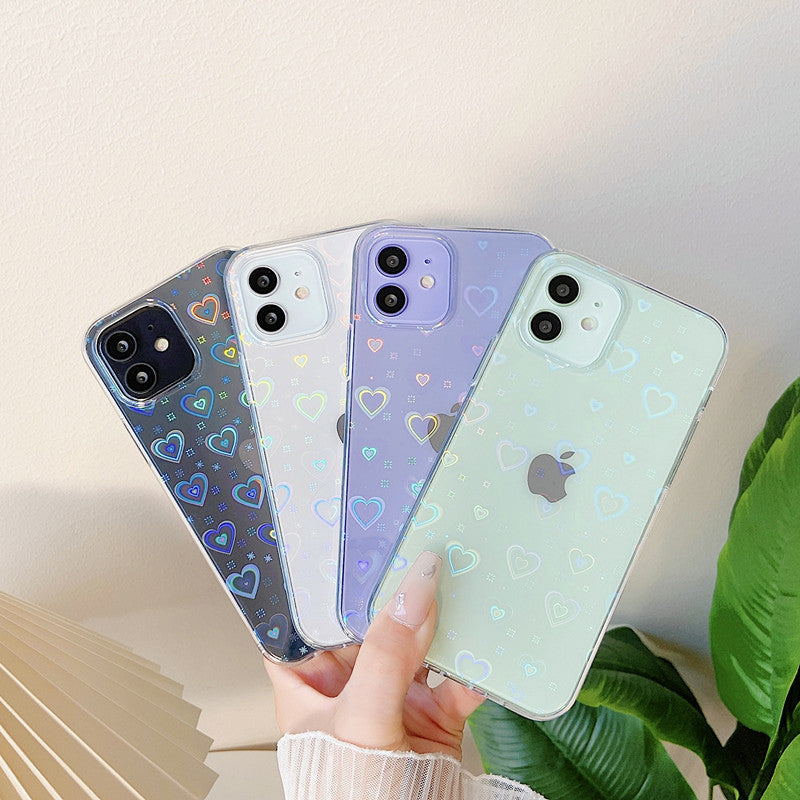 Laser Heart Clear Compatible with iPhone Case