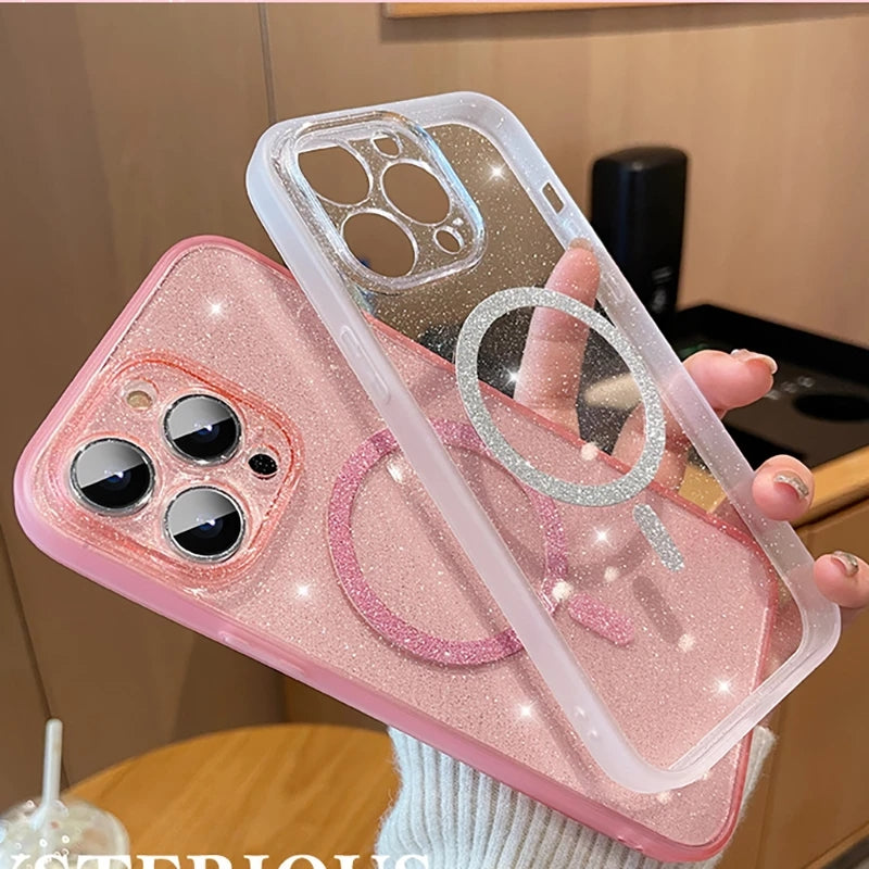 Glitter Clear Bling for Magsafe Magnetic Wireless Charging iPhone Case