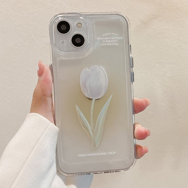 Fashion Tulip Rose Flower Floral Soft Shockproof Compatible with iPhone Case