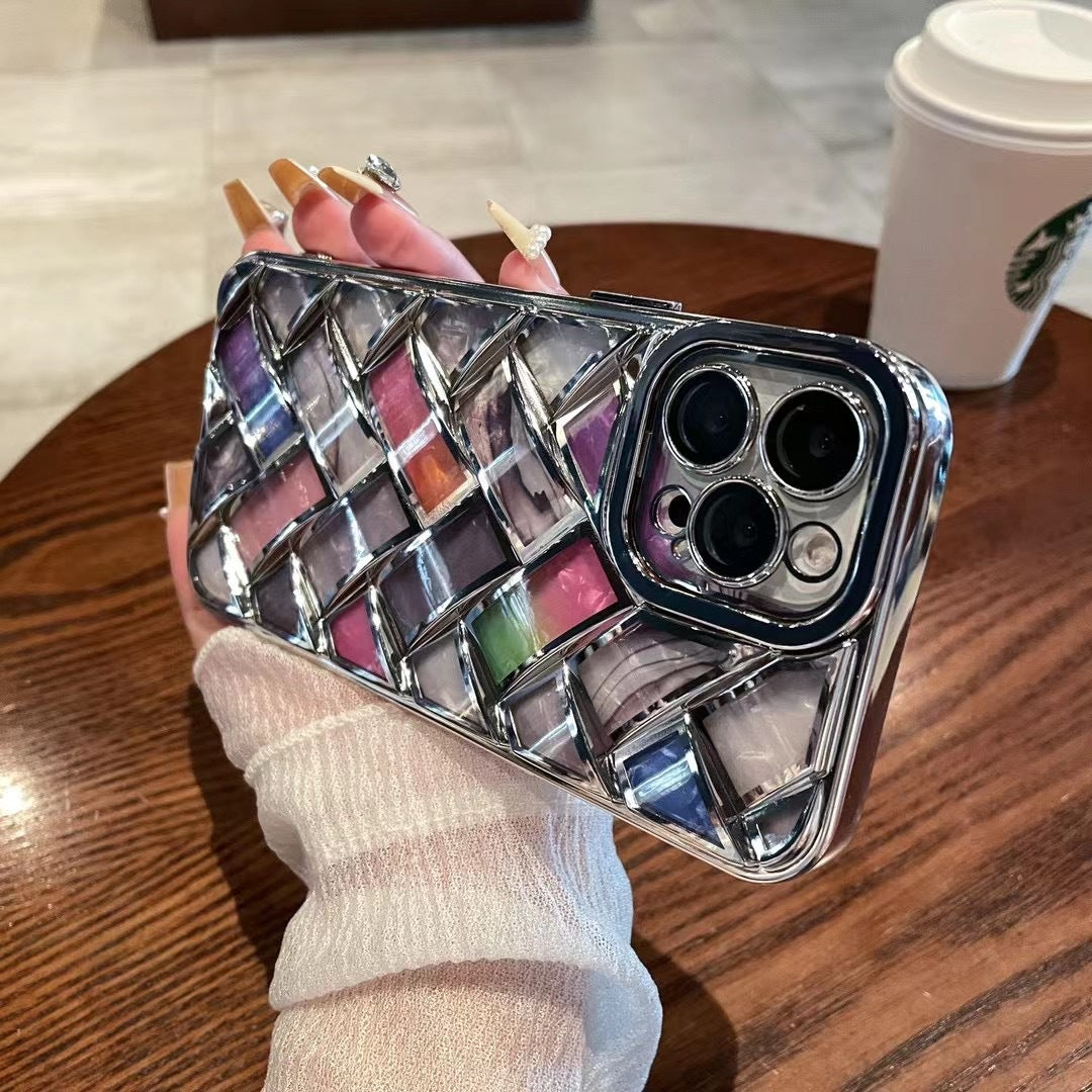 Colorful Plated Weave Pattern Compatible with iPhone Case