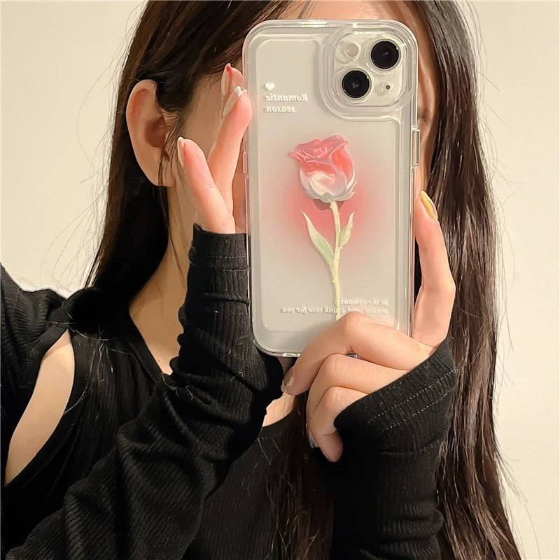Fashion Tulip Rose Flower Floral Soft Shockproof Compatible with iPhone Case
