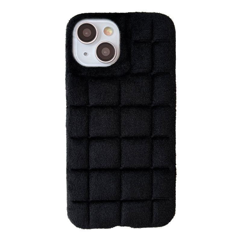 Winter Warm Fuzzy Furry Fluffy Plush Checked Grid Plaid Checkered Soft Compatible with iPhone Case