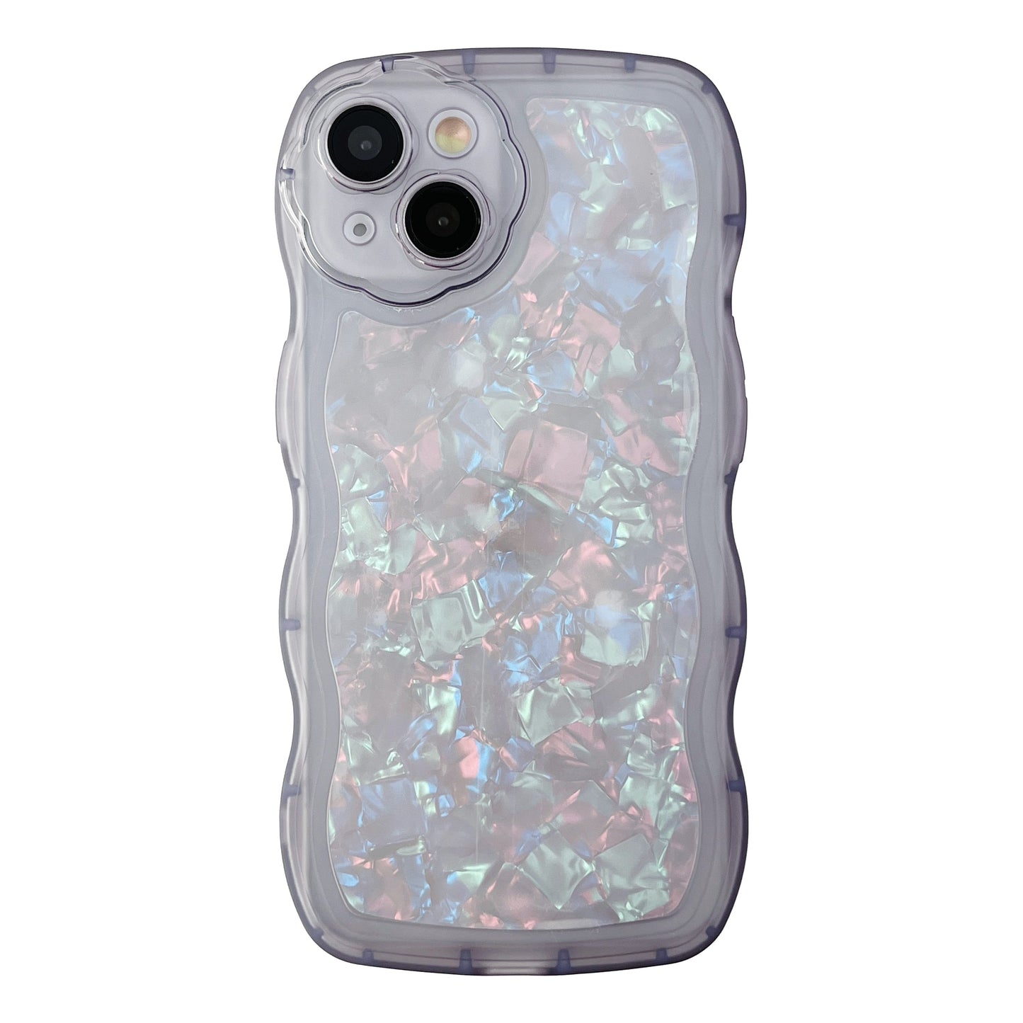 Glitter Shell Pattern Bling Sparkling Curly Wave Frame Compatible with iPhone Case