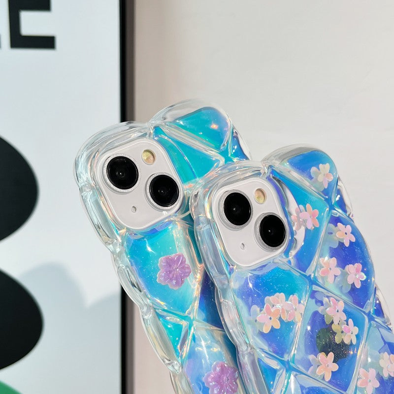 Luxury Laser 3D Flower Floral Clear Compatible with iPhone Case