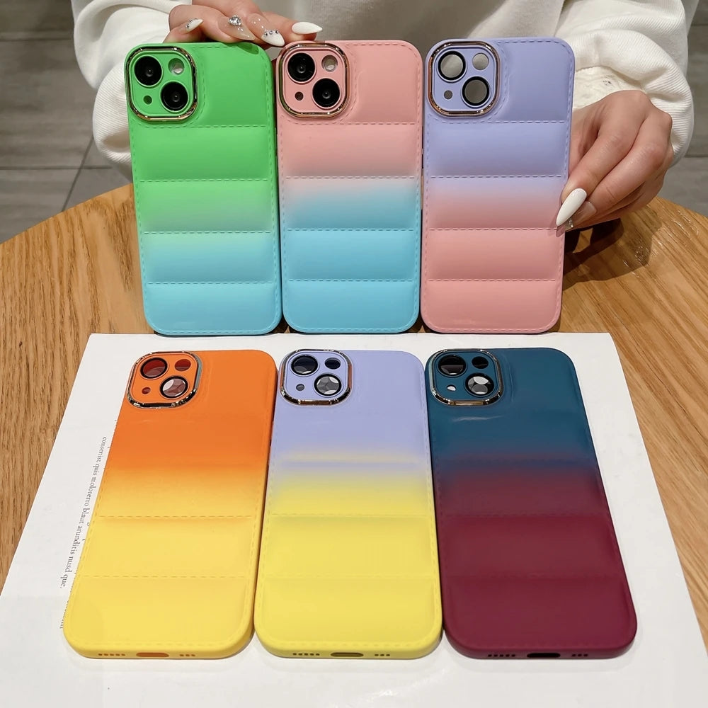 Gradient Color Down Jacket Compatible with iPhone Case
