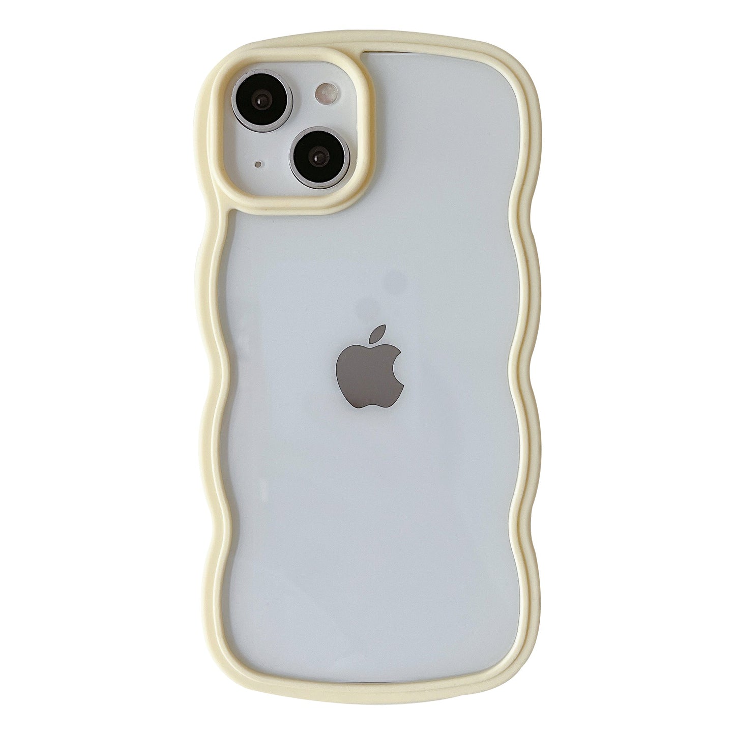 Solid Color Curly Wavy Frame Clear Soft Compatible with iPhone Case