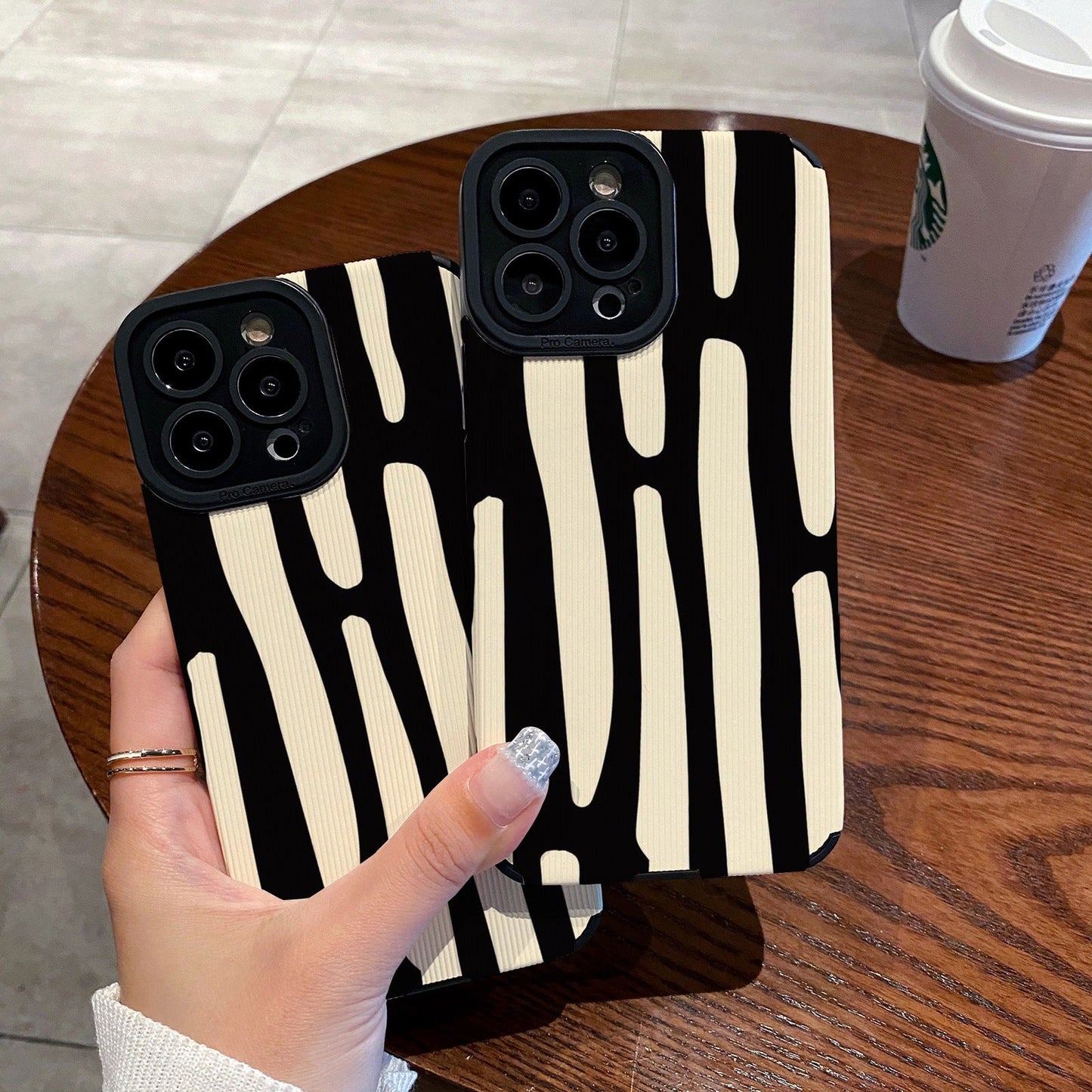 Black White Strips Compatible with iPhone Case