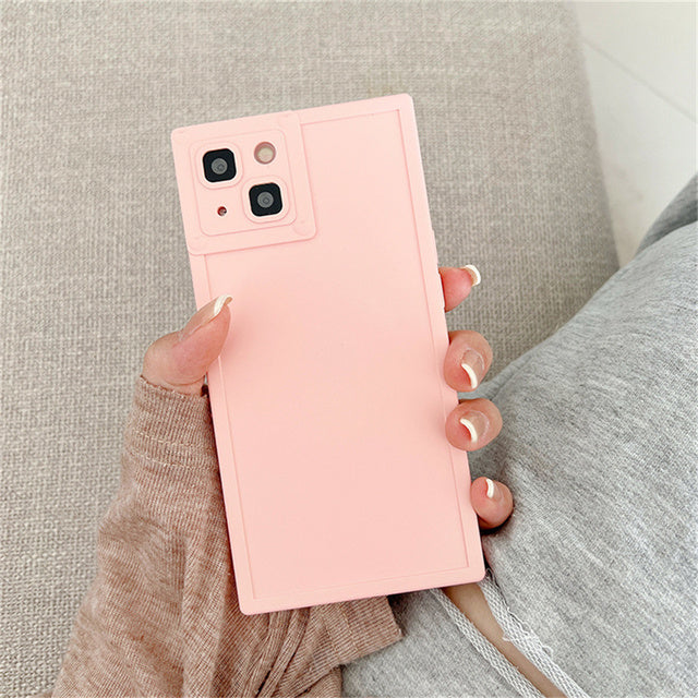 Cute Love Heart Lens Candy Solid Color Square Shockproof Compatible with iPhone Case