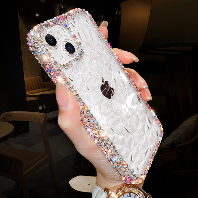 Luxury Glitter Bling Sparkling Diamond Crystal Transparent Compatible with iPhone Case