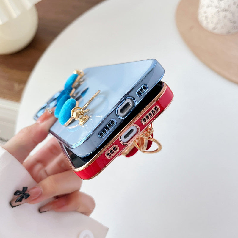 Cute Plating Love Heart Wrist Strap Chain Bracelet Compatible with iPhone Case