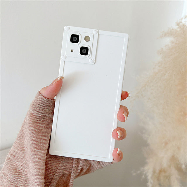 Cute Love Heart Lens Candy Solid Color Square Shockproof Compatible with iPhone Case