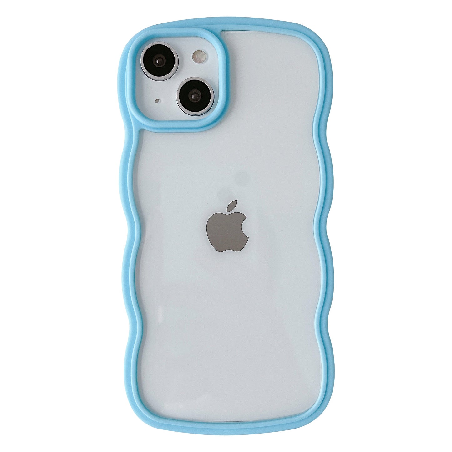Solid Color Curly Wavy Frame Clear Soft Compatible with iPhone Case