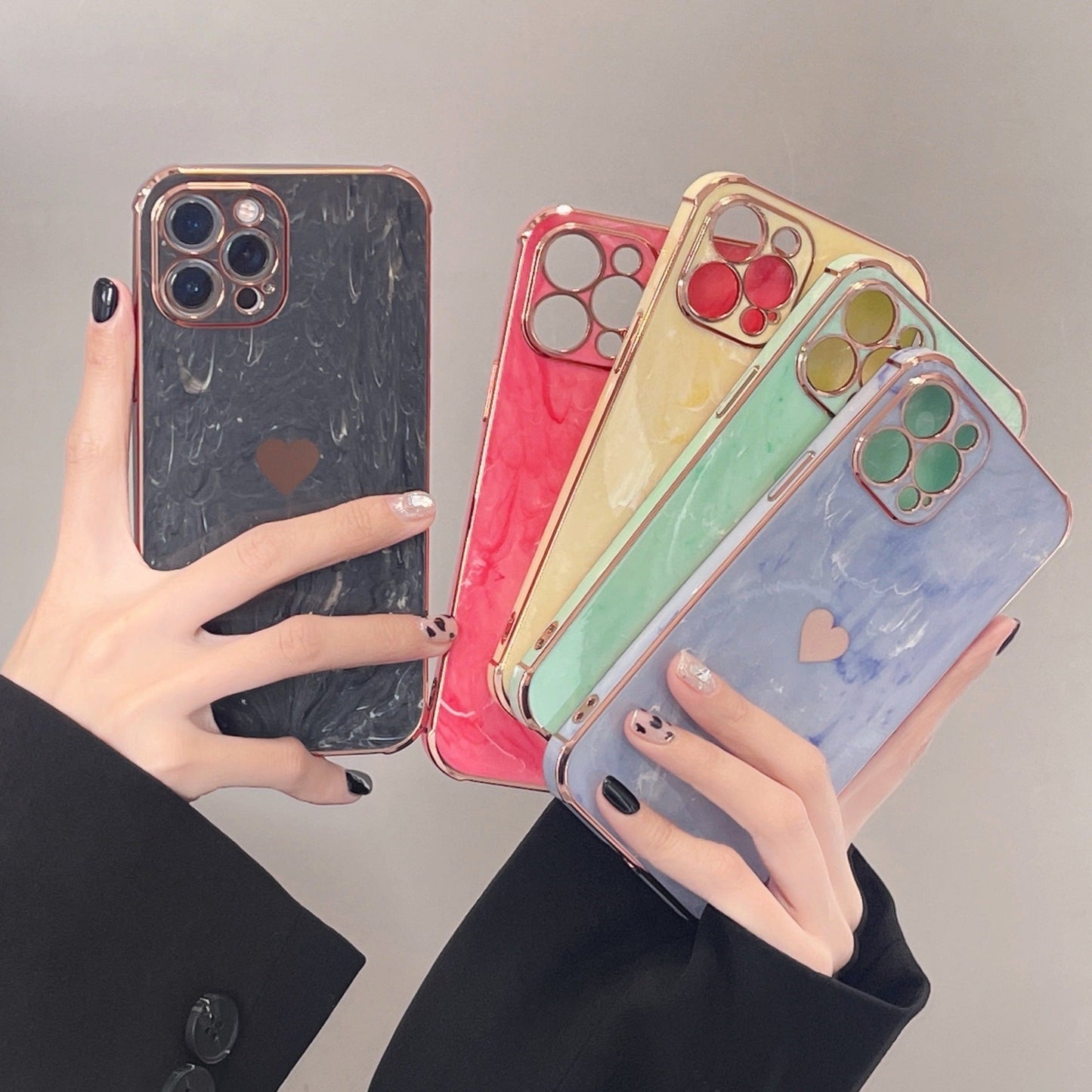 Marble Love Heart Soft Compatible with iPhone Case