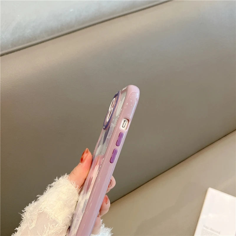 Cute Love Heart Smile Camera Protection Clear Compatible with iPhone Case