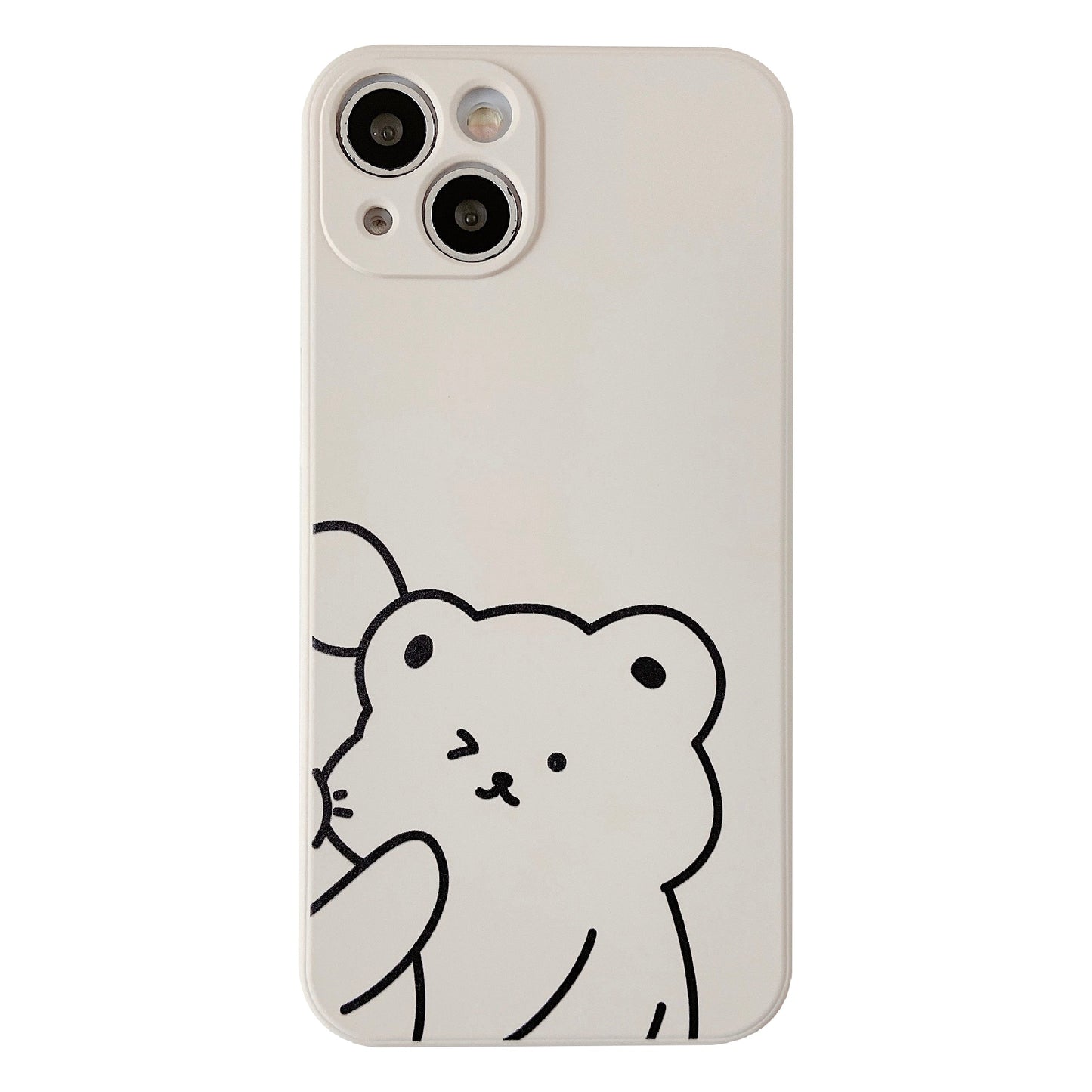 Cute Cartoon Bear Rabbit Couples Matching Silicone Soft Compatible with iPhone Case