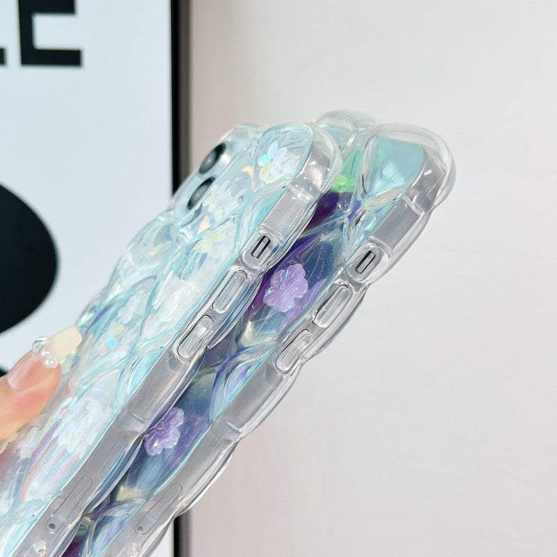 Luxury Laser 3D Flower Floral Clear Compatible with iPhone Case