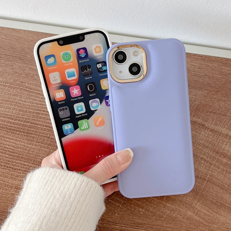 Candy Color Plating Camera Shockproof Compatible with iPhone Case