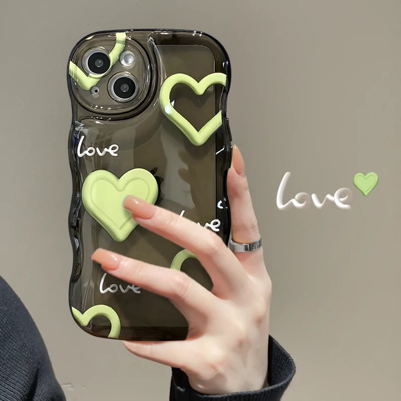 Curly Wave Frame Love Heart Compatible with iPhone Case