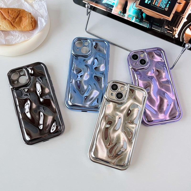 Metal Style Water Ripple Wave Pattern Compatible with iPhone Case
