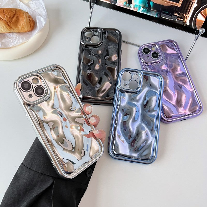 Metal Style Water Ripple Wave Pattern Compatible with iPhone Case