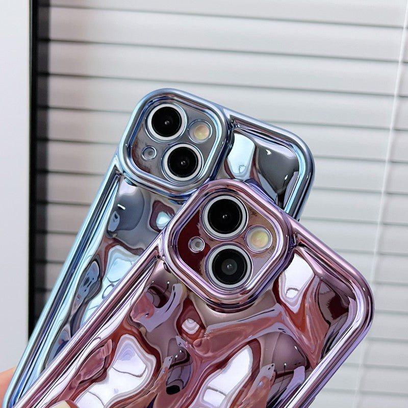 Metal Style Water Ripple Wave Pattern Compatible with iPhone Case