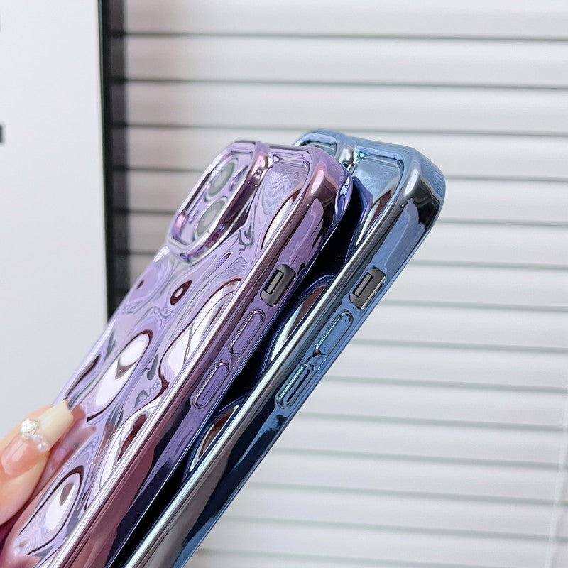 Metal Style Water Ripple Wave Pattern Compatible with iPhone Case
