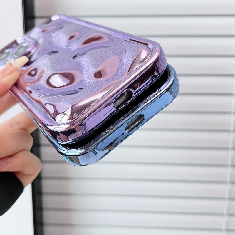 Metal Style Water Ripple Wave Pattern Compatible with iPhone Case