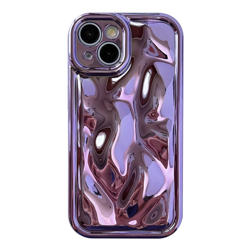 Metal Style Water Ripple Wave Pattern Compatible with iPhone Case