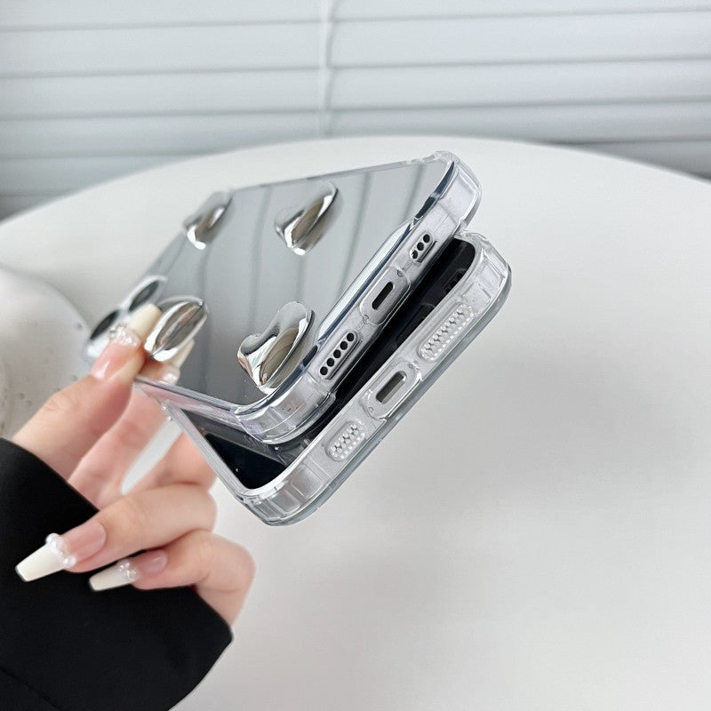 3D Diamond Love Heart Mirror Compatible with iPhone Case