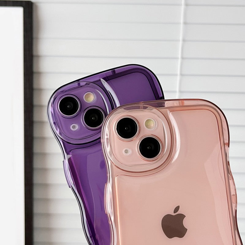 Curly Wave Frame Clear Padded Compatible with iPhone Case
