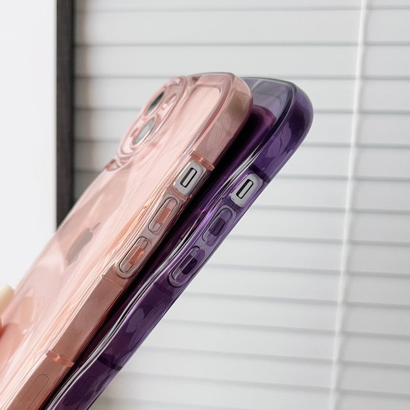 Curly Wave Frame Clear Padded Compatible with iPhone Case