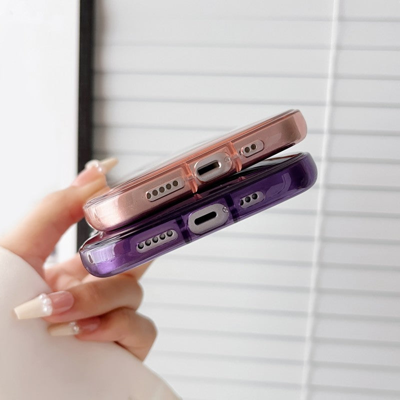 Curly Wave Frame Clear Padded Compatible with iPhone Case