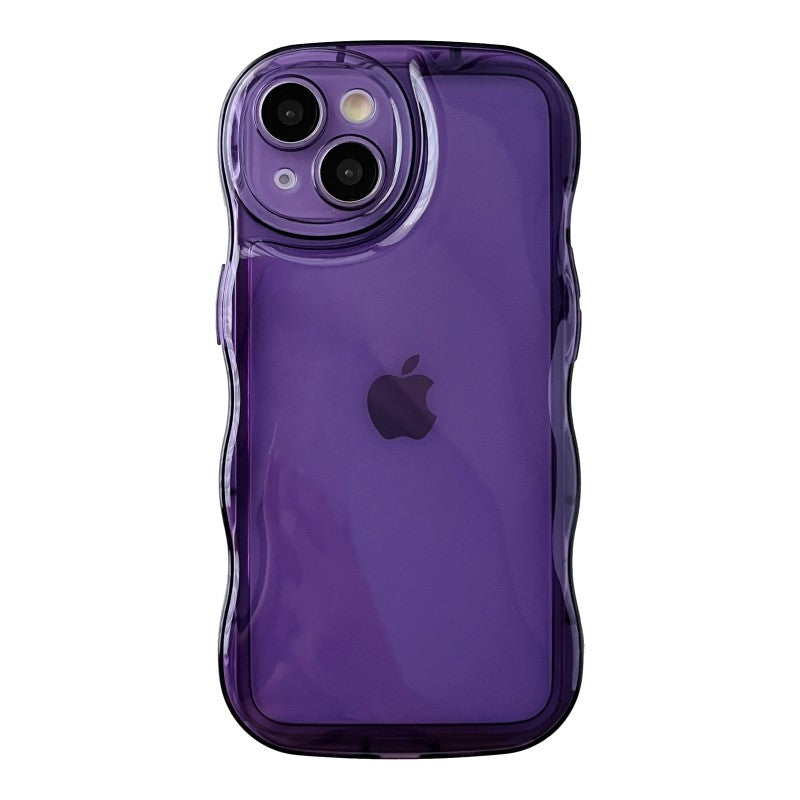 Curly Wave Frame Clear Padded Compatible with iPhone Case