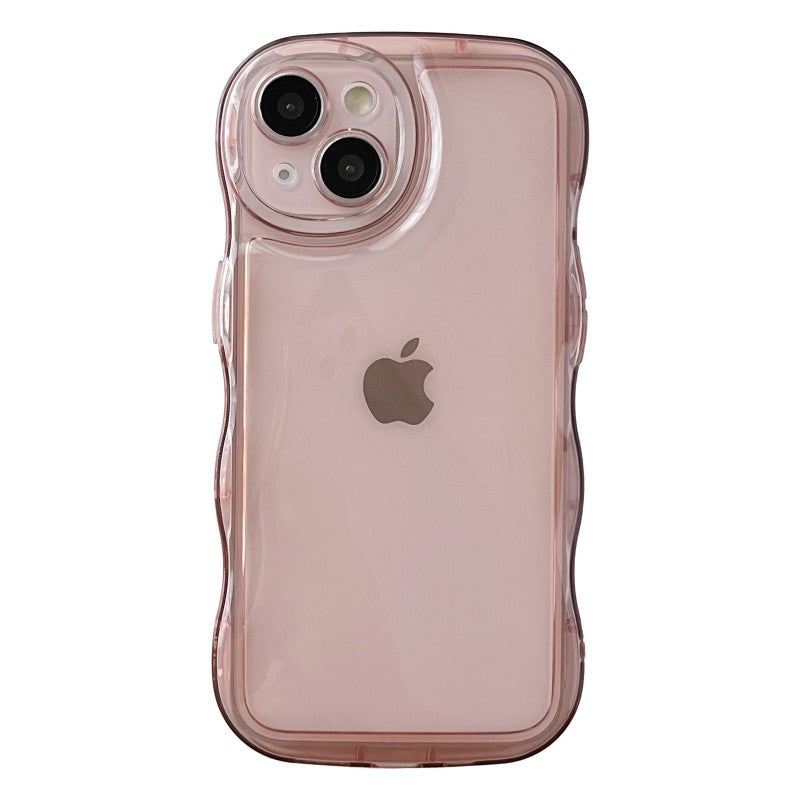 Curly Wave Frame Clear Padded Compatible with iPhone Case