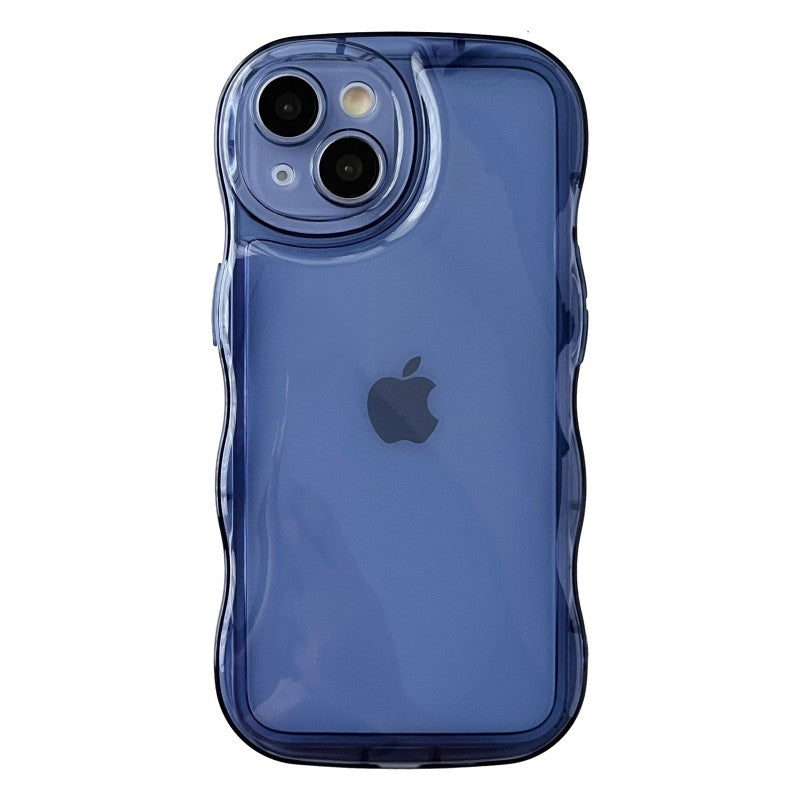 Curly Wave Frame Clear Padded Compatible with iPhone Case