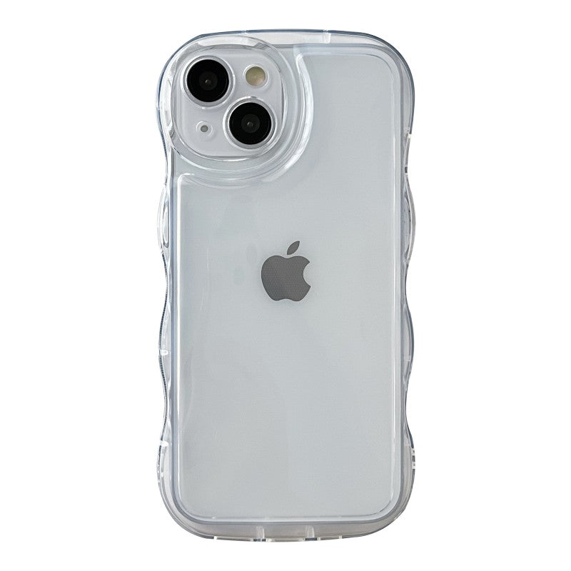 Curly Wave Frame Clear Padded Compatible with iPhone Case