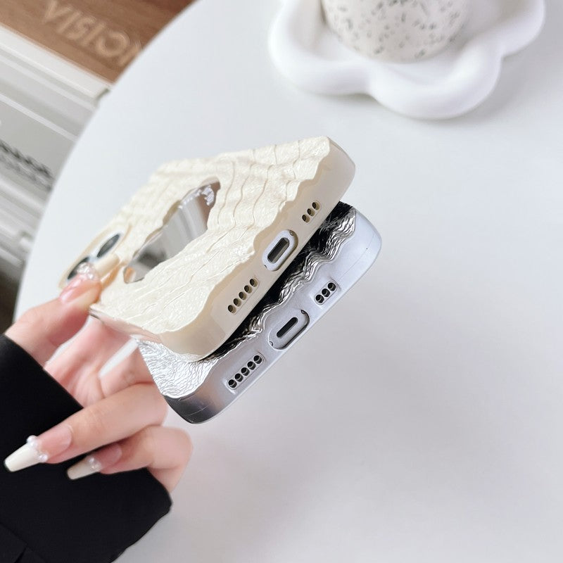 Pleated Love Heart Mirror Compatible with iPhone Case