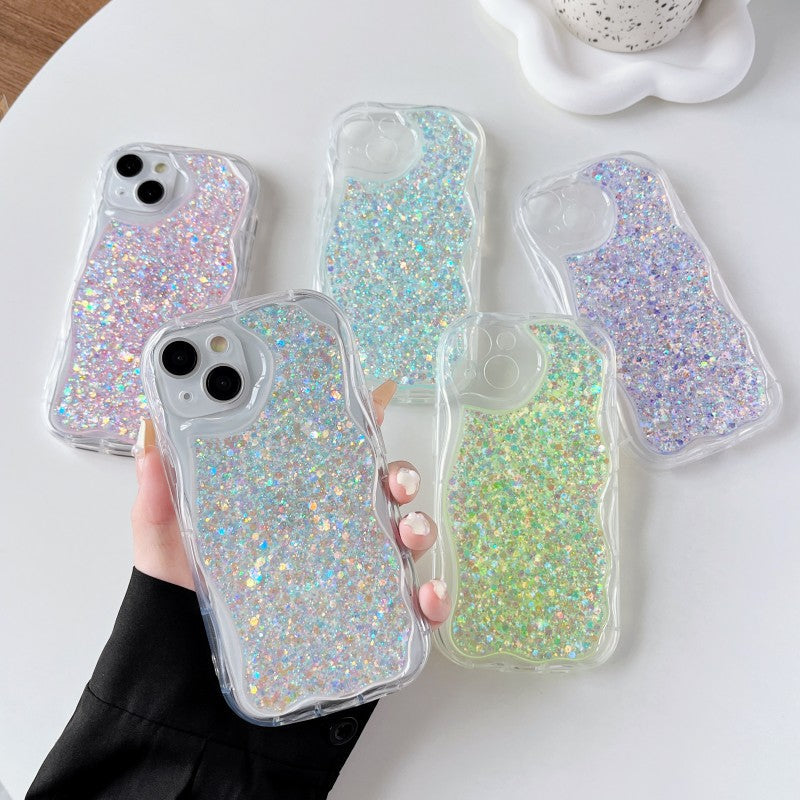 Wave Frame Glitter Foil Compatible with iPhone Case