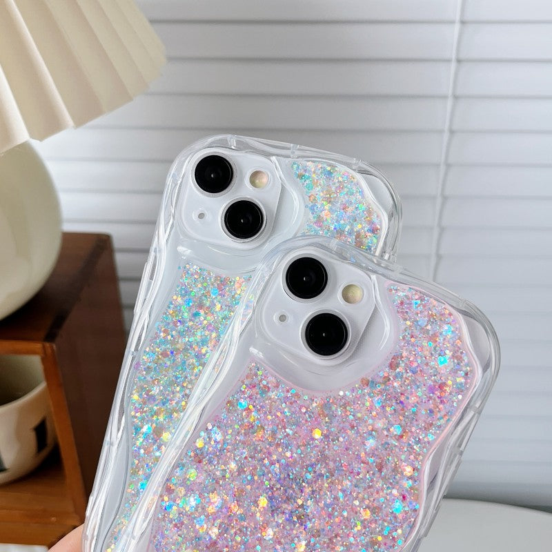 Wave Frame Glitter Foil Compatible with iPhone Case