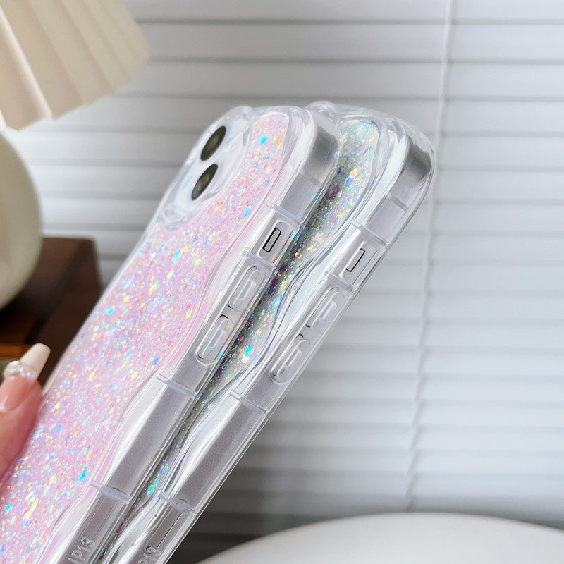 Wave Frame Glitter Foil Compatible with iPhone Case