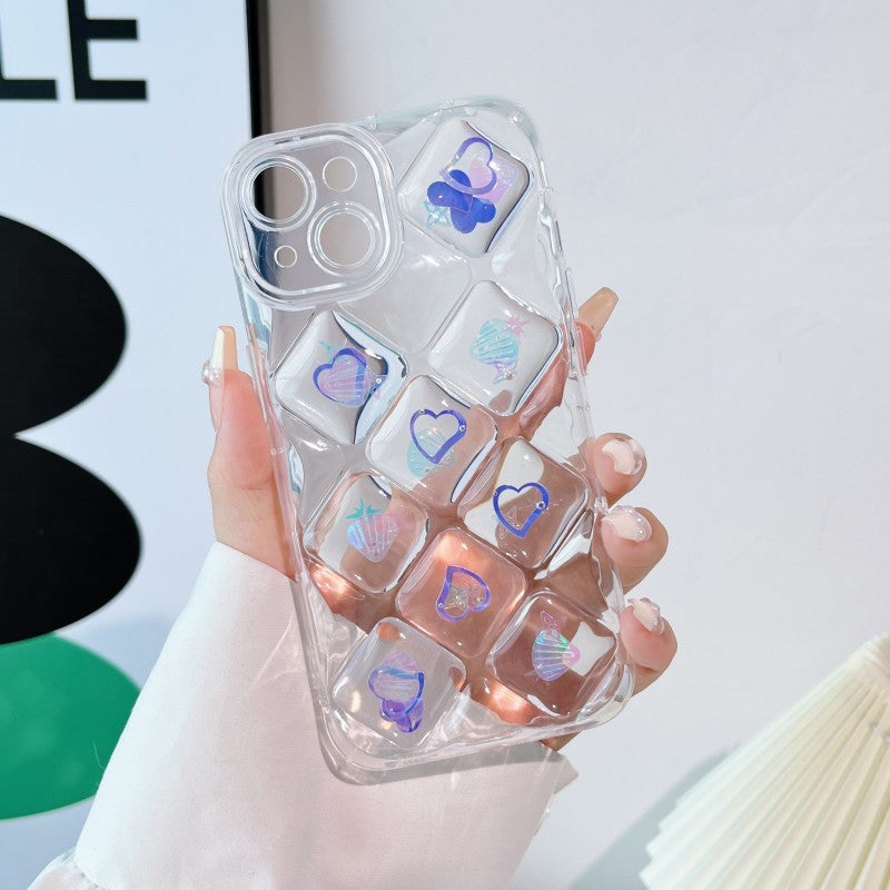 Luxury 3D Laser Gradient Heart Diamond Clear Soft Compatible with iPhone Case