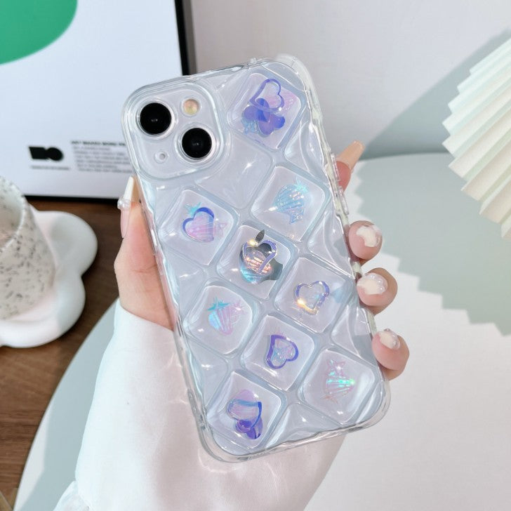 Luxury 3D Laser Gradient Heart Diamond Clear Soft Compatible with iPhone Case