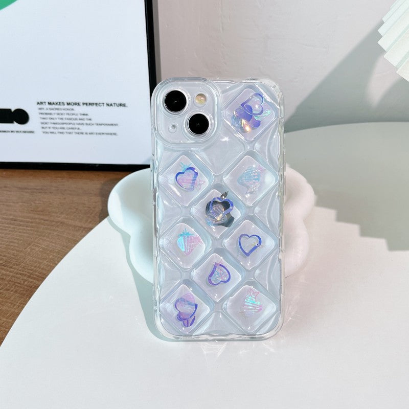 Luxury 3D Laser Gradient Heart Diamond Clear Soft Compatible with iPhone Case