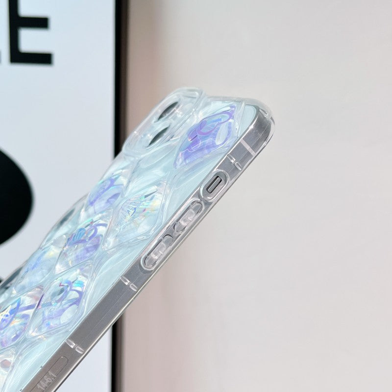 Luxury 3D Laser Gradient Heart Diamond Clear Soft Compatible with iPhone Case